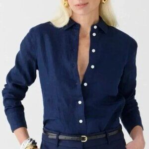 J. Crew NWT Slim-fit Baird McNutt Irish linen shirt, Navy, size 8